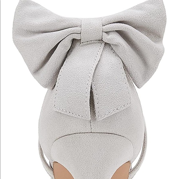 Women's SOFT GREY Ankle Strap Bow Dress Shoes *NWT* - Picture 4 of 5